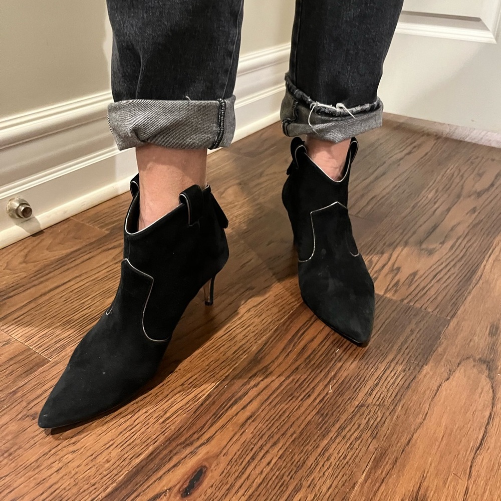 Veronica beard black suede bootie
